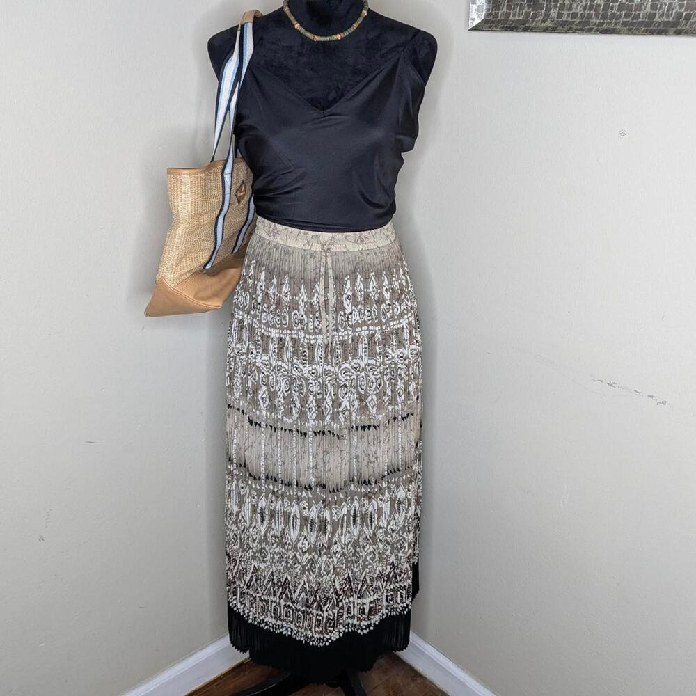 Alfred Dunner beige/black pleated maxi skirt 18W